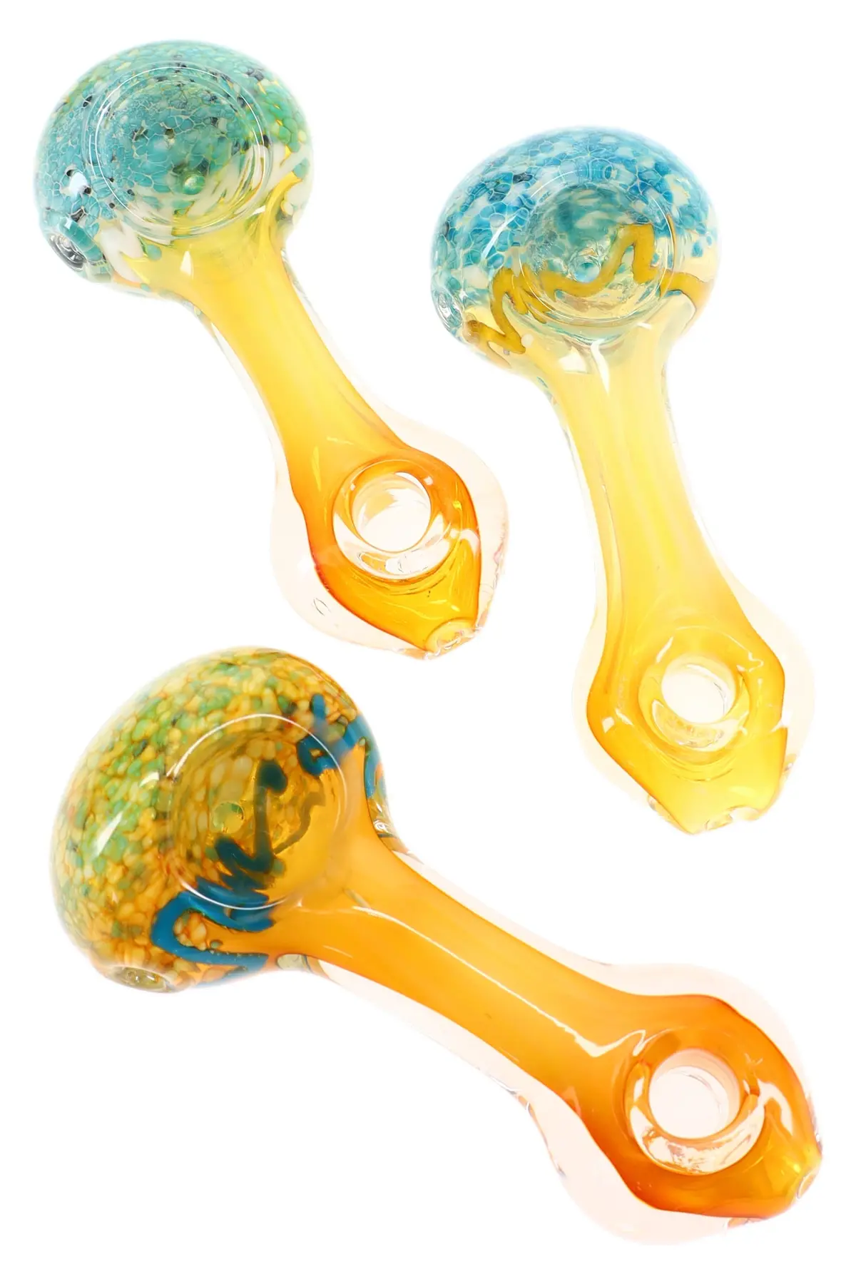 Donut Hole Gold Fumed Glass Hand Pipe “Sunset Swirl” – 4½″ 1