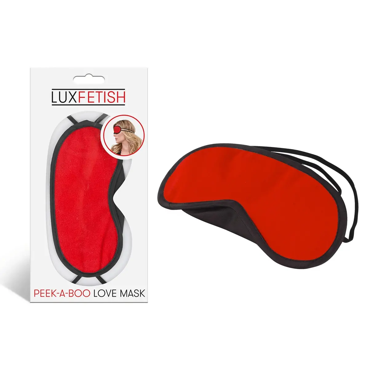 Lux Fetish Peek-A-Boo Love Mask Blindfold Red 1