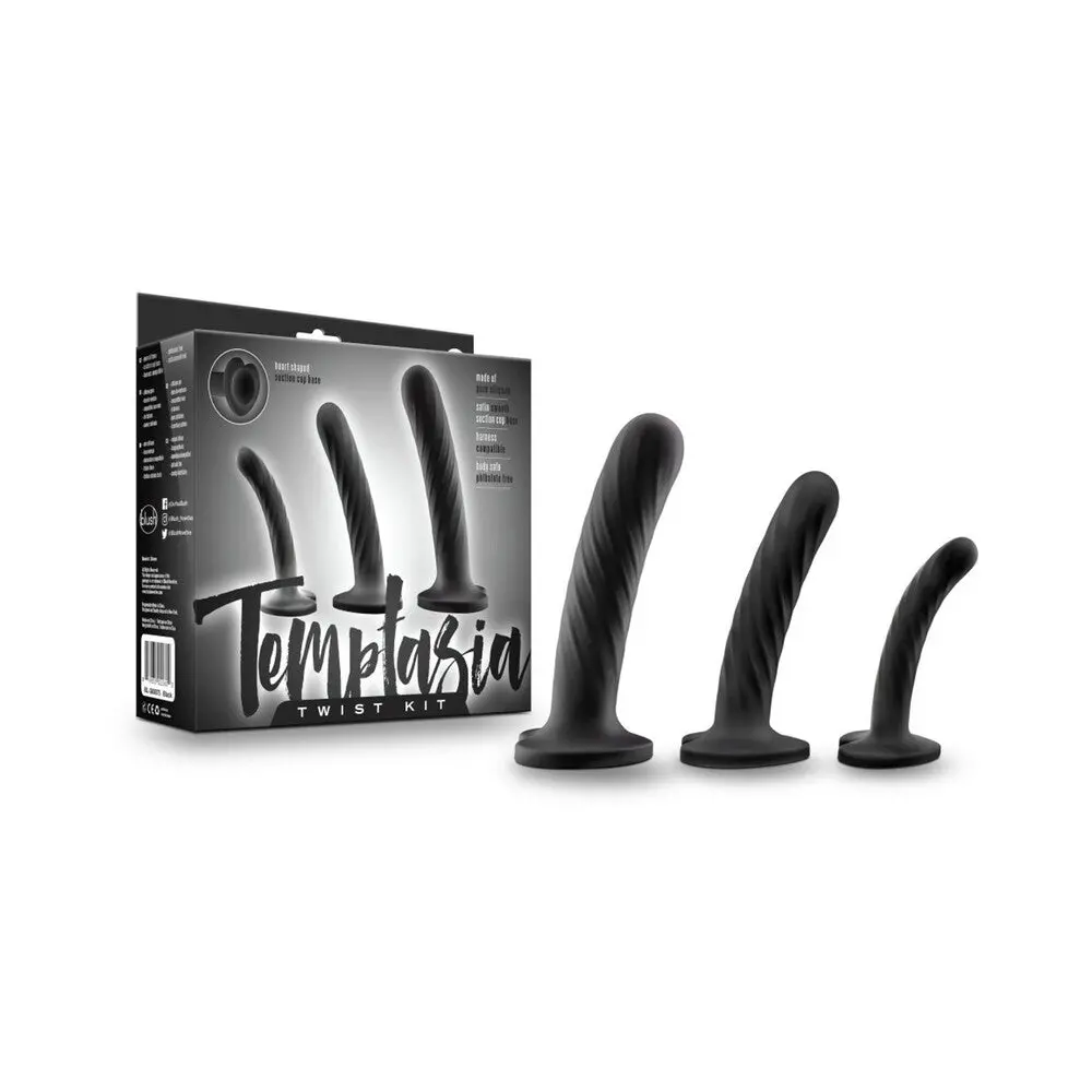 Temptasia Twist Kit 3-Piece Silicone Dildo Set Black 1