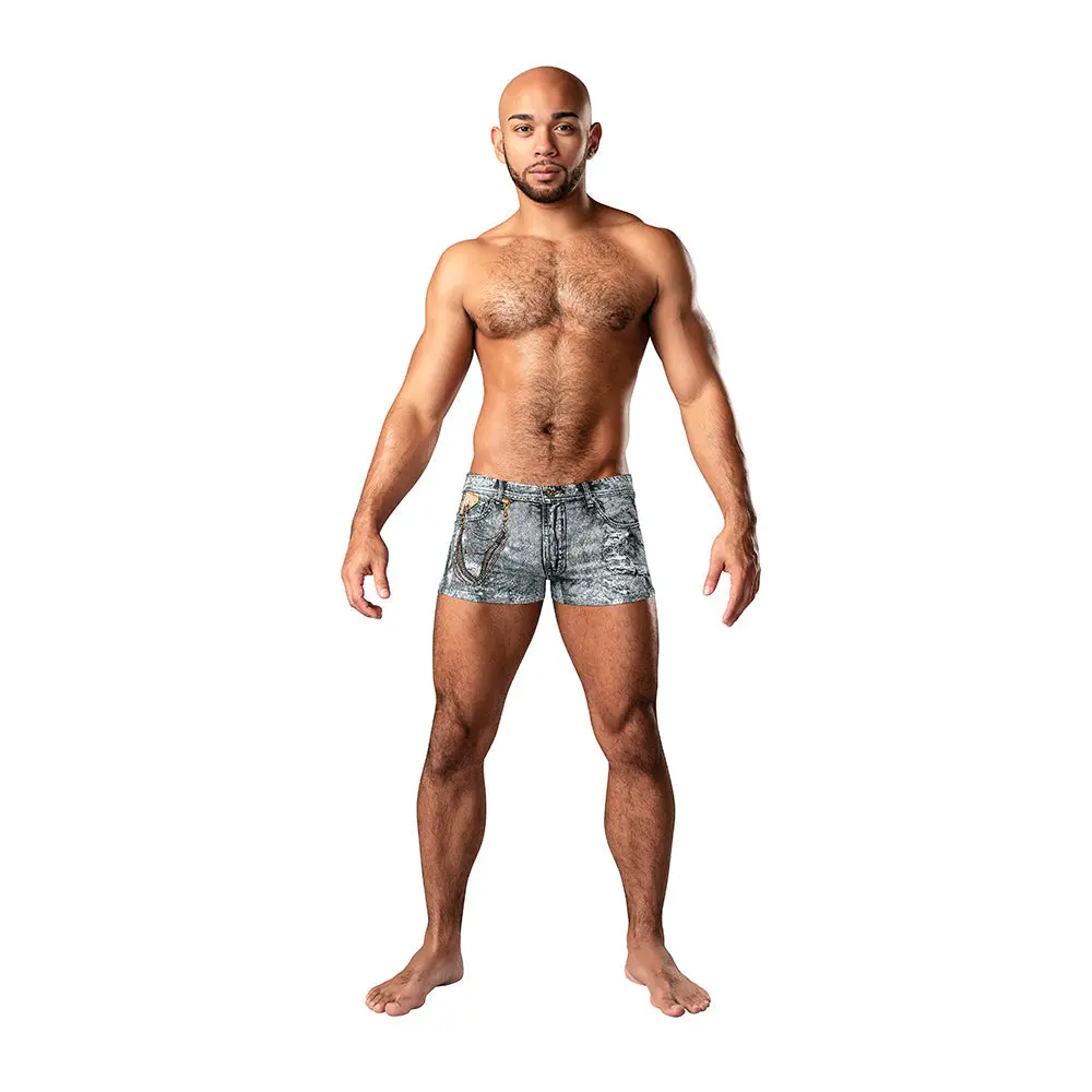 Male Power Dirty Denim Pouch Short Denim Print Xl 1