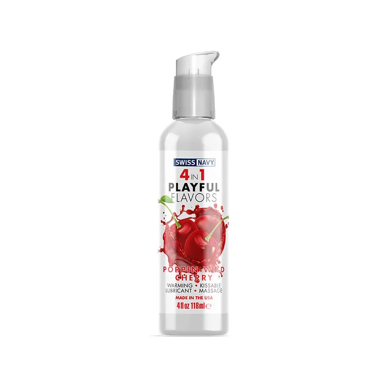 Swiss Navy 4 In 1 Playful Flavors Poppin Wild Cherry 4 Oz. 1
