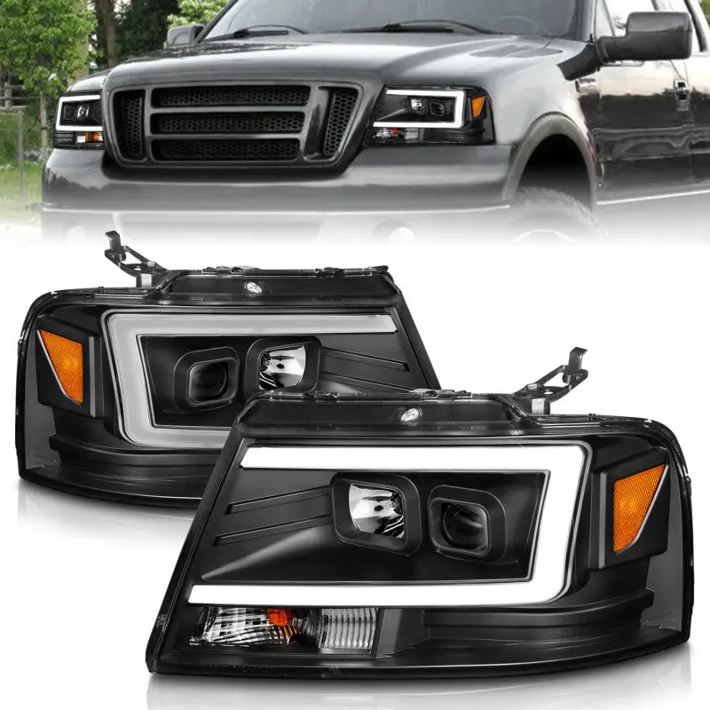 Anzo 2004-2008 Ford  F-150 Projector Headlights W/ Light Bar Black Housing 1