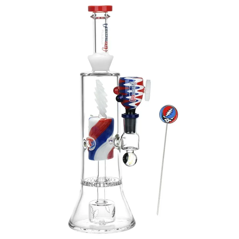 Grateful Dead X Pulsar Lightning Bolt Glass Water Pipe 1