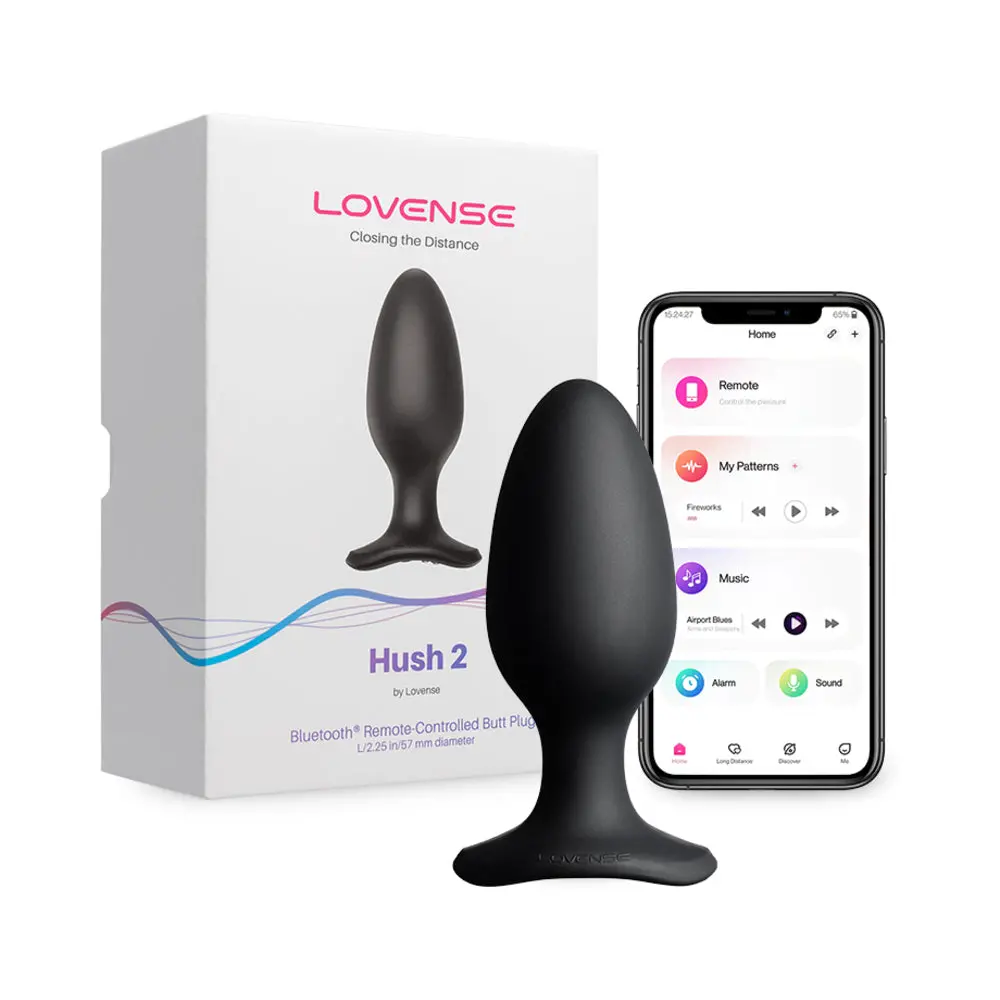 Lovense Hush 2 Bluetooth Remote-Controlled Vibrating Butt Plug L 2.25 In. 1