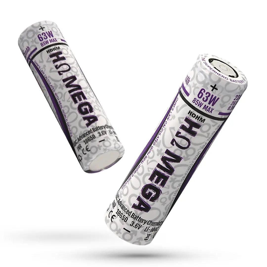Hohm Mega 18650 Rechargeable Batteries 2 Qty 1