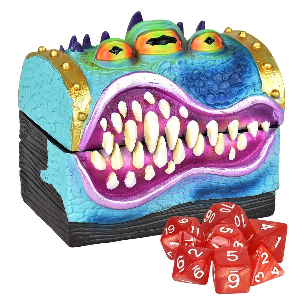 Monster Polyresin Box With Gaming Dice - 3.8" X 3.6" 1