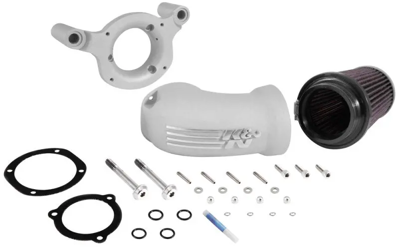 K&N 01-17 Harley Davidson Softail / Dyna Fi Performance Air Intake System Silver 2