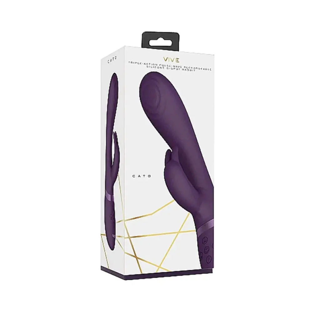 Vive Cato Rechargeable Pulse-Wave Silicone Rabbit Vibrator Purple 1