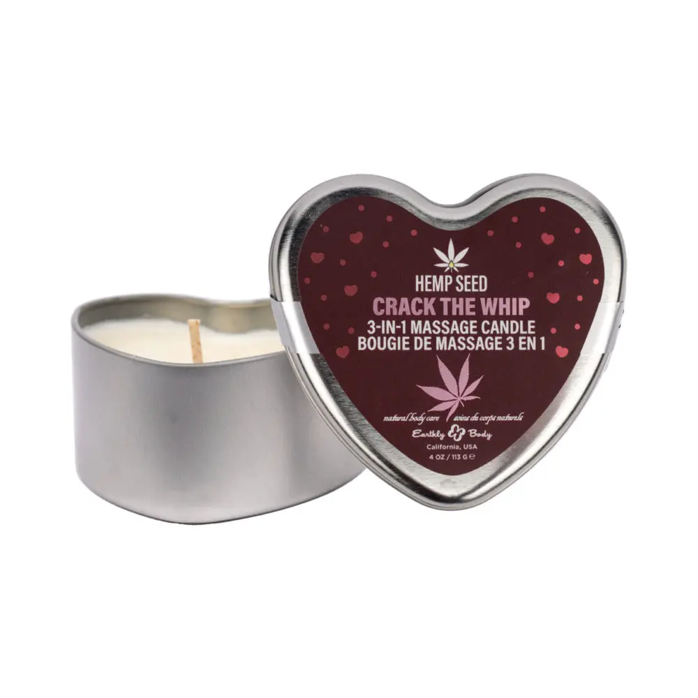 Earthly Body Hemp Seed Valentine 3-In-1 Massage Candle Crack The Whip 4.7 Oz. 1