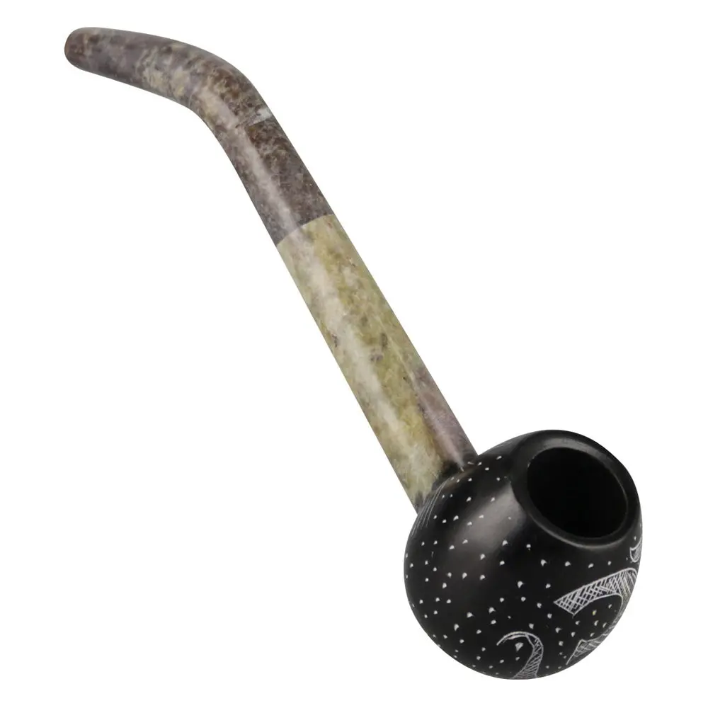 Carved Stone Pipe W/ Om Symbol 1
