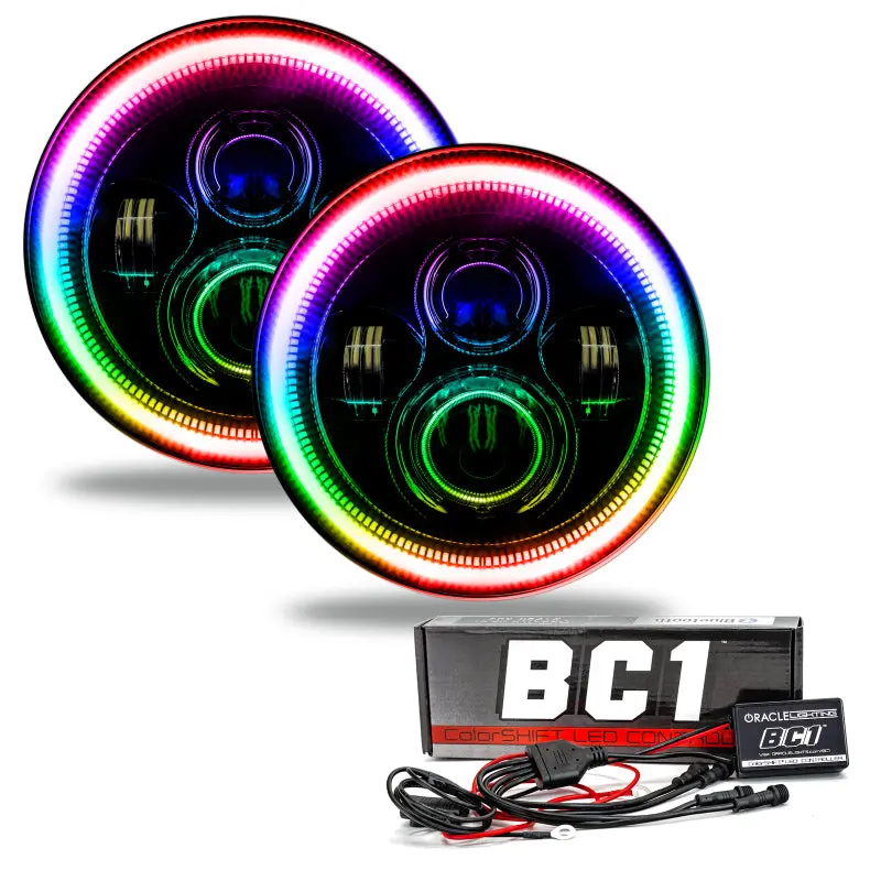 Oracle 7In High Powered Led Headlights - Black Bezel - Colorshift - Bc1 See Warranty 1