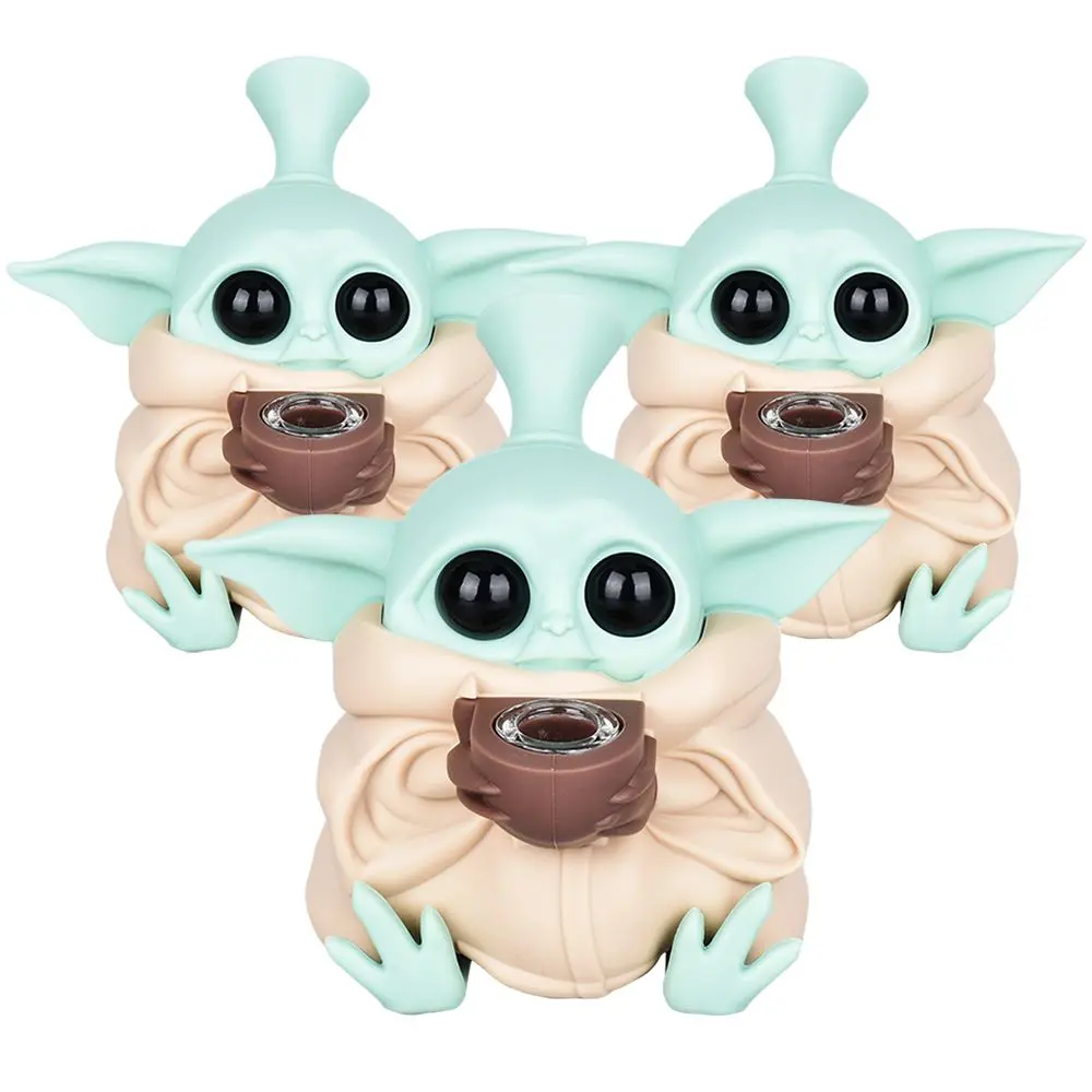 Baby Yoda Silicone Water Pipe - 4.5" 3Ct 1
