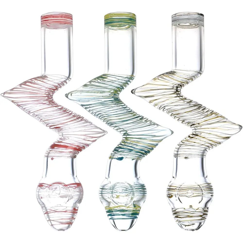 Striped Zig Zag Glass Steamroller - 8.5" 1