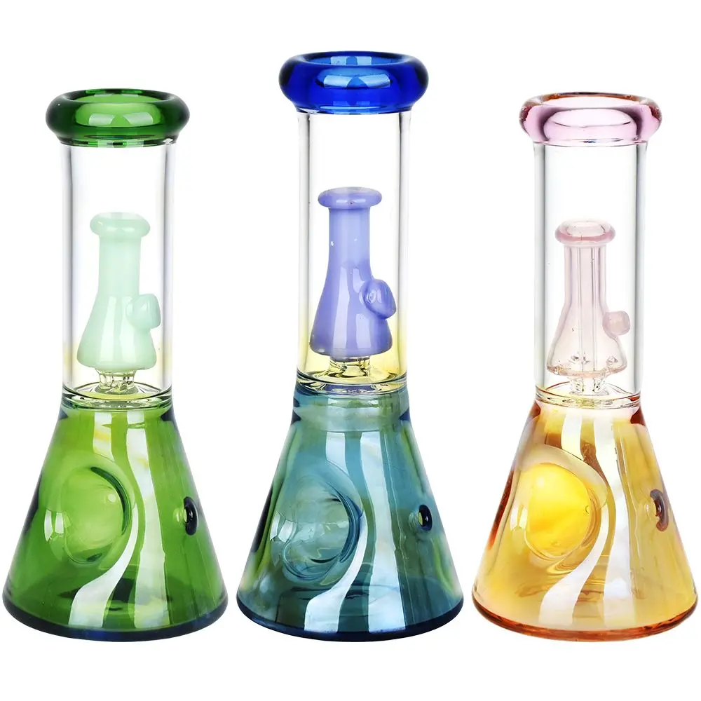Beaker Perc Glass Hand Pipe - 6.5" / Colors Vary 1