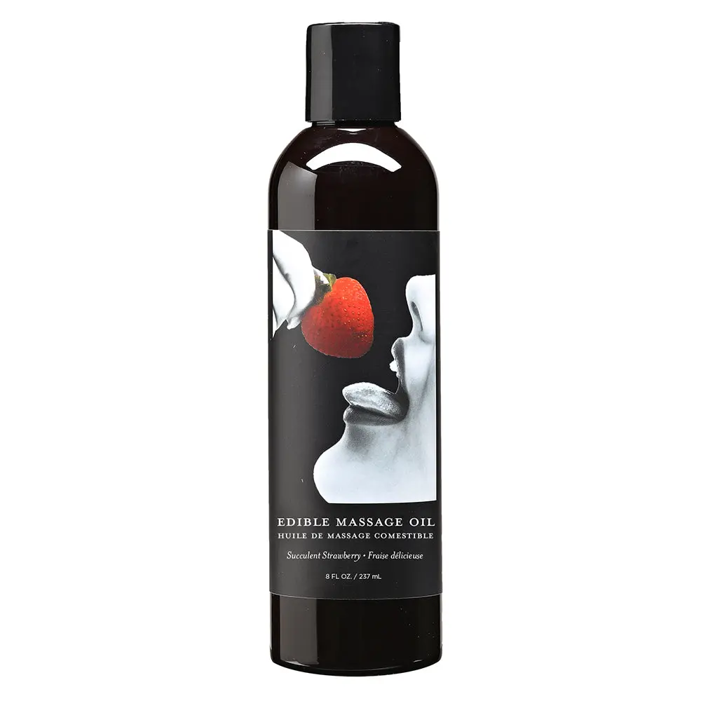 Earthly Body Edible Massage Oil Succulent Strawberry 8Oz 1