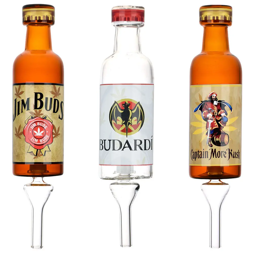 Dabtized Liquor Bottle Bubbler Dab Straw - 7.25" / 10Mm F / Designs Vary 1