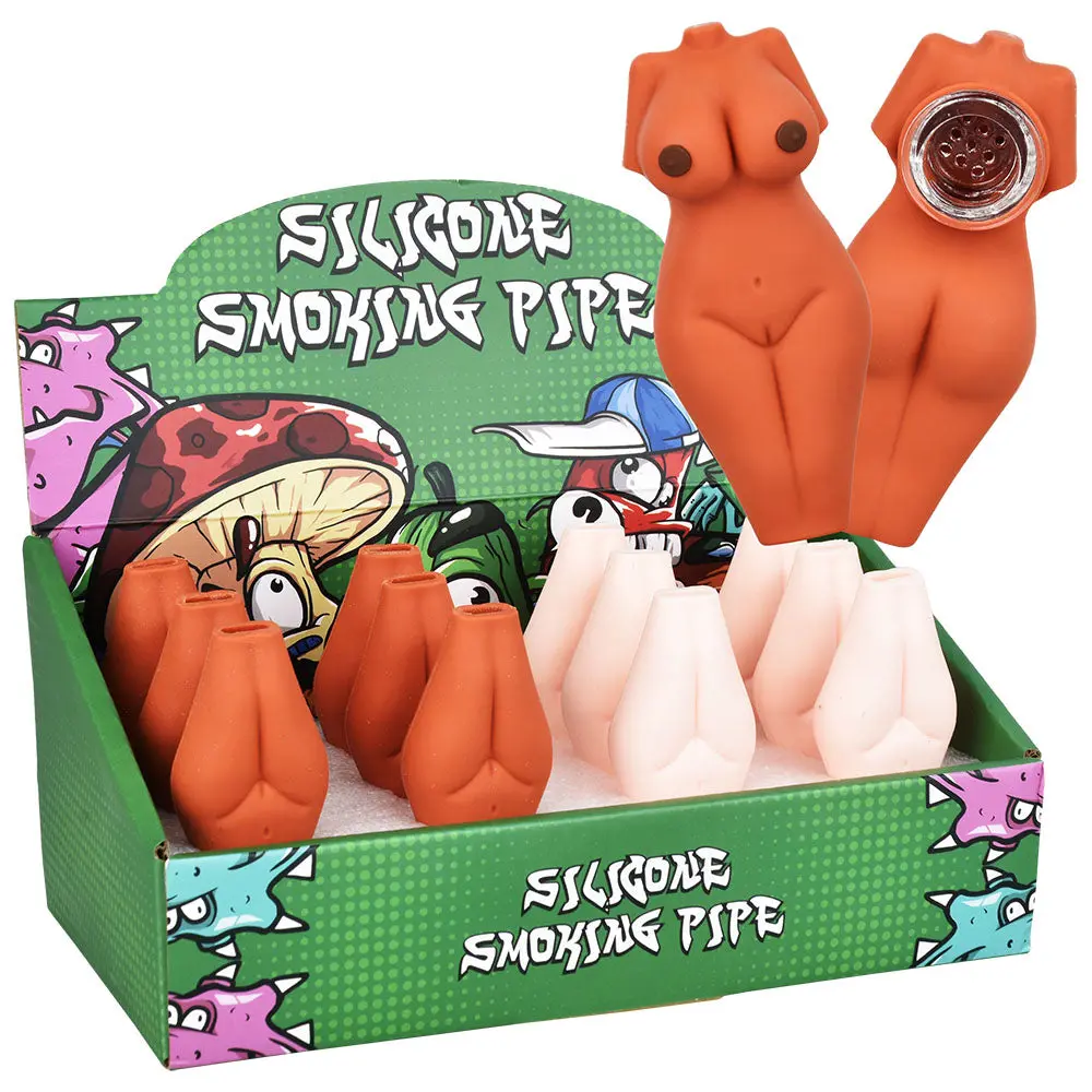 Voluptuous Naked Body Silicone Hand Pipe - 3" / 12Pcs 1
