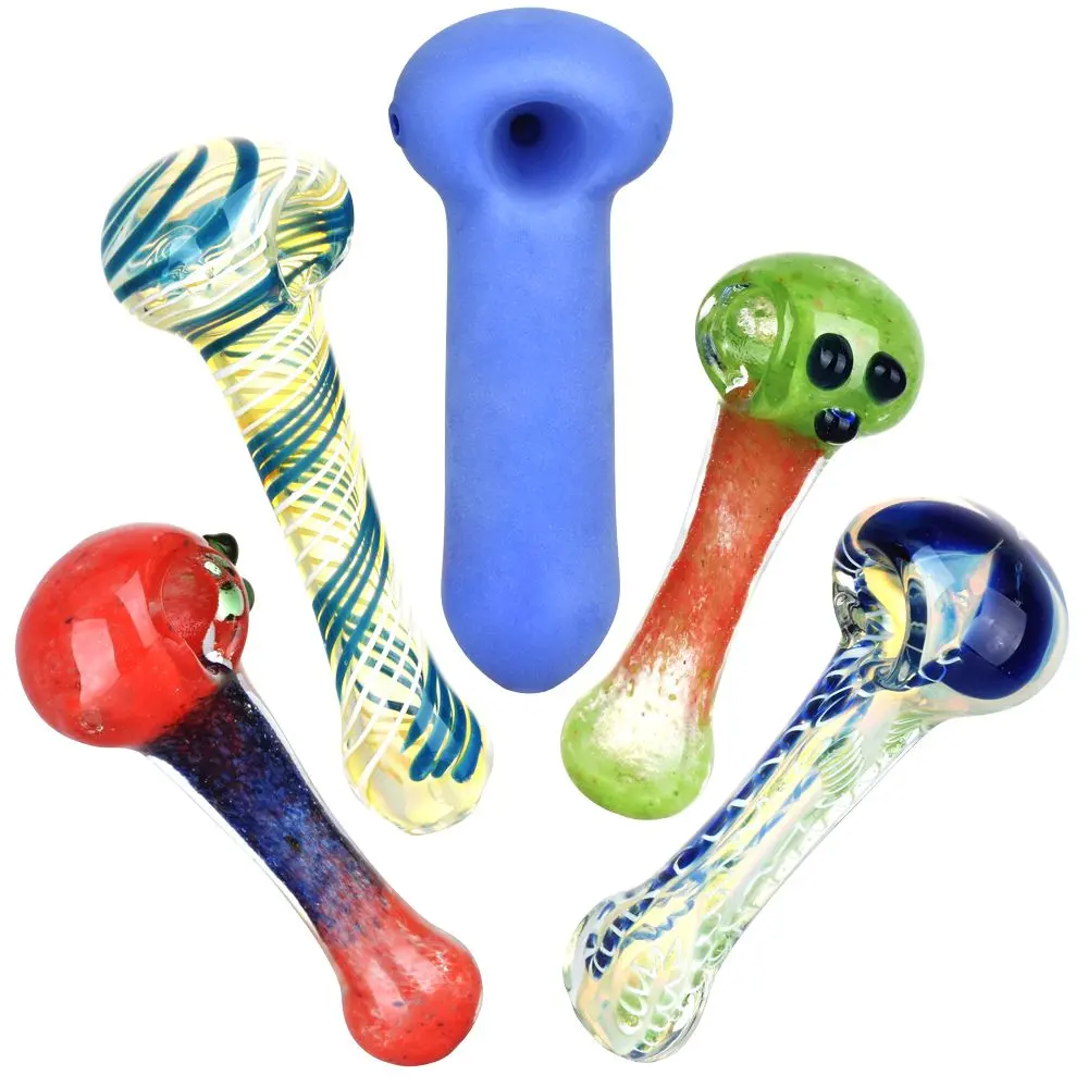 Eccentric Glass Spoon Pipes - 4.75" - 5.25" 20Ct 1