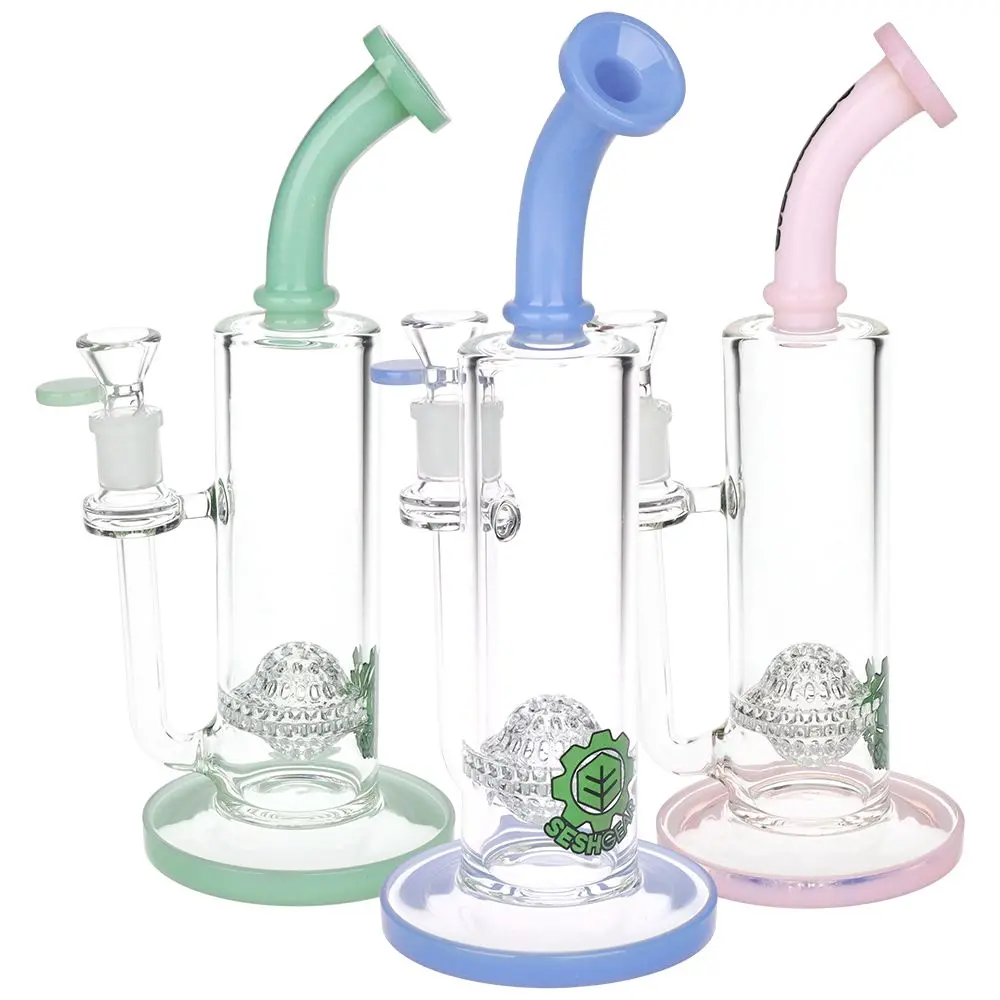 Seshgear Golf Ball Perc Glass Water Pipe | 10" | 14Mm F | Colors Vary 1