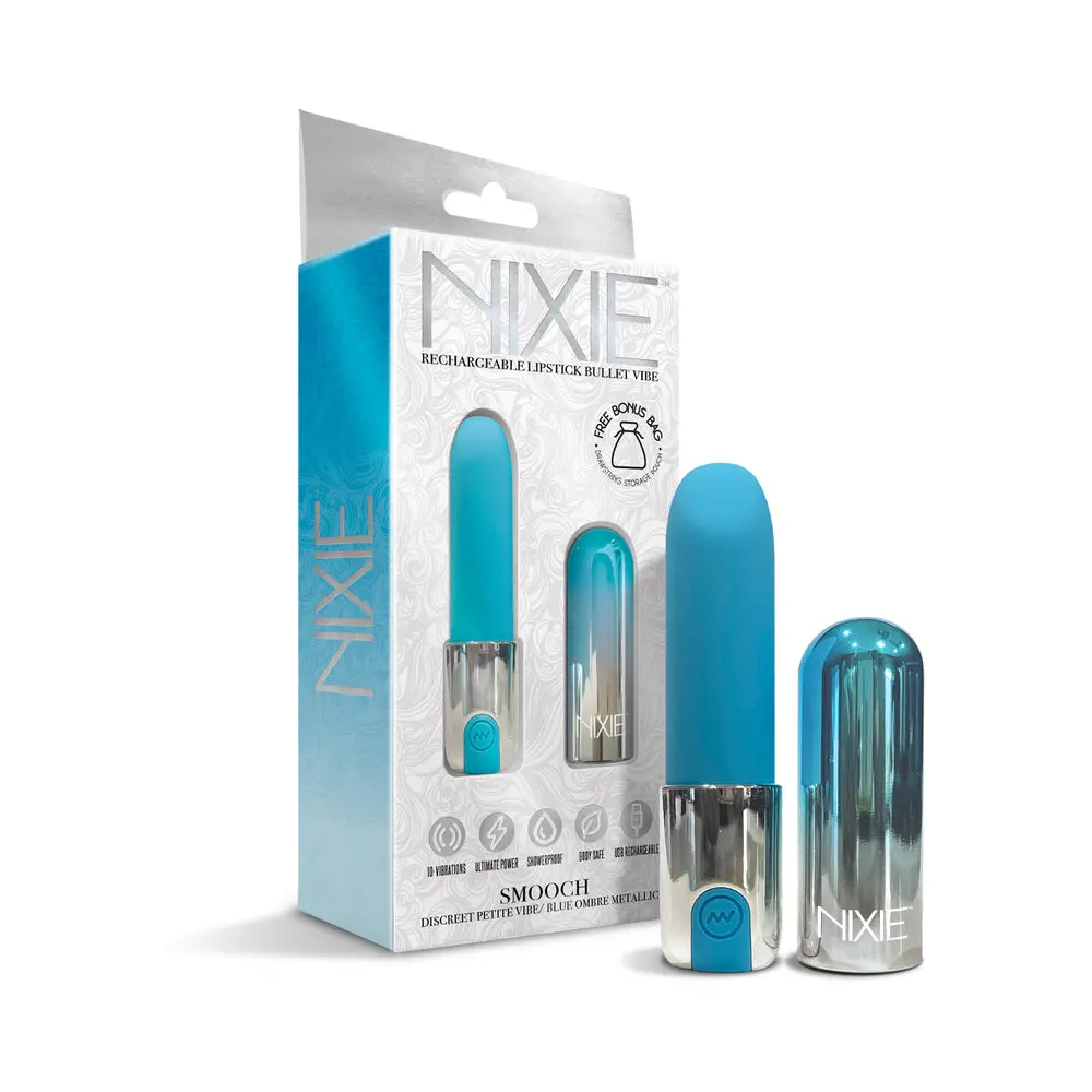 Nixie Smooch Rechargeable Lipstick Vibrator Blue Ombre 1