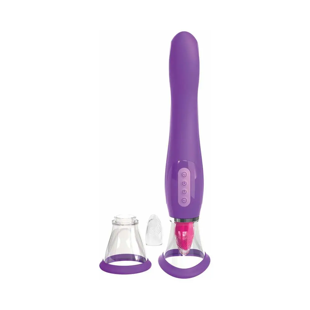 Pipedream Fantasy For Her Her Ultimate Pleasure Dual-Ended Vibrator With Licking Suction Purple 2