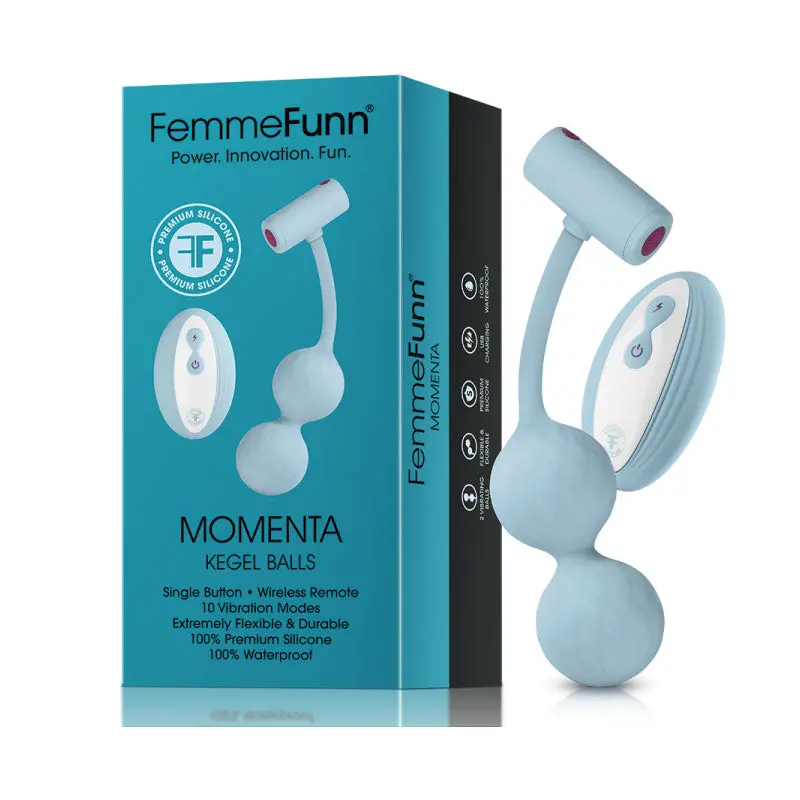Femmefunn Momenta Rechargeable Remote-Controlled Silicone Kegel Balls Light Blue 1