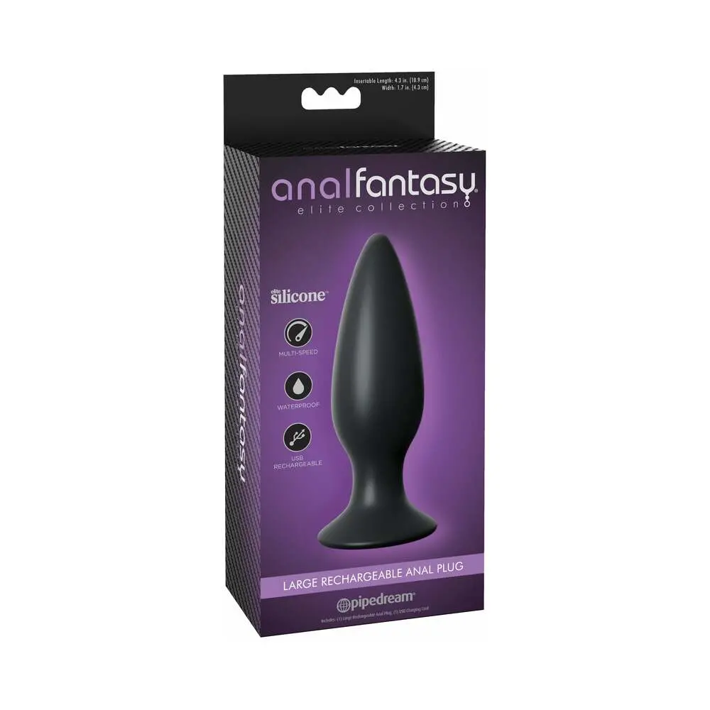 Pipedream Anal Fantasy Elite Collection Large Rechargeable Vibrating Silicone Anal Plug Black 1