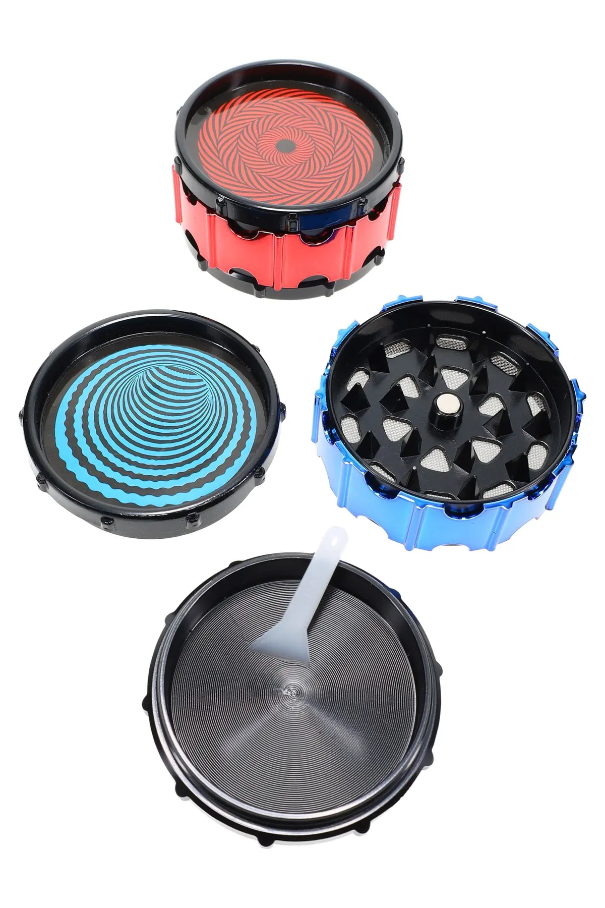 Hypnotic Design 3-Part Metal Herb Grinder “Hypnospin” – 2″ – Assorted Colors 1