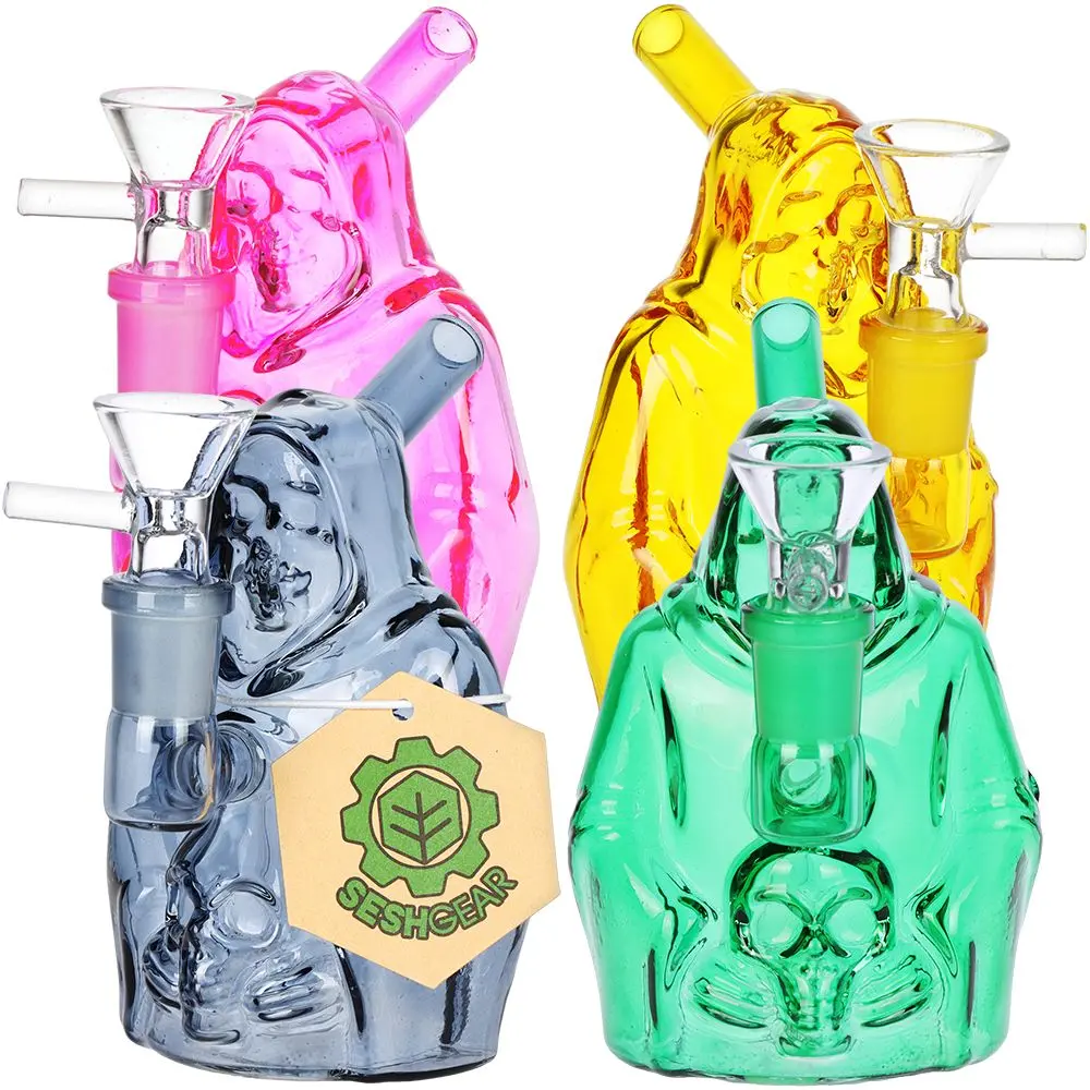 4Ct Bundle - Seshgear Nocturnal Nightmare Glass Water Pipe - 4.5" / 14Mm F / Assorted Colors 1