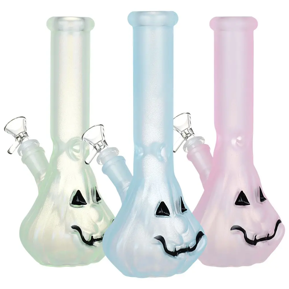 Glow In Dark Jack-O-Lantern Glass Bong - 9.25" / 14Mm F 1