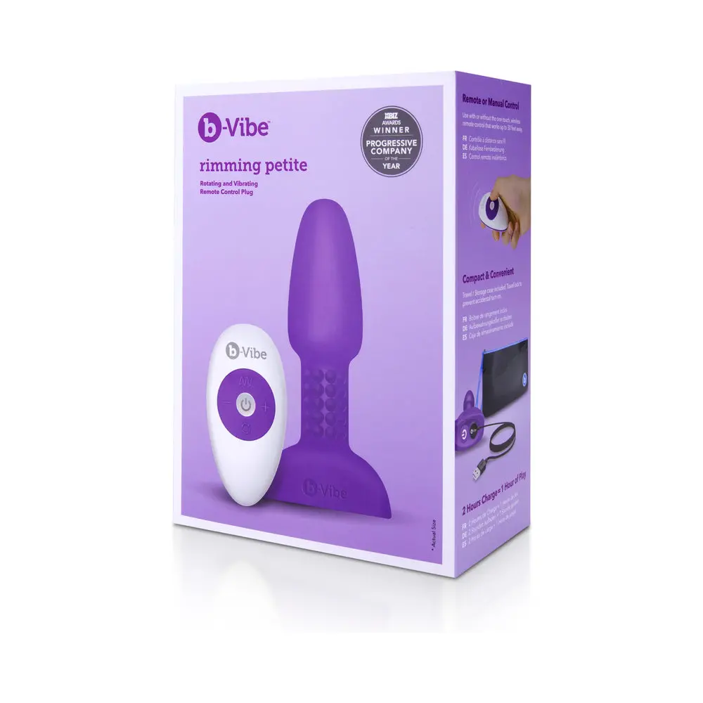 B-Vibe Rimming Petite Rotating And Vibrating Remote Control Plug Purple 1
