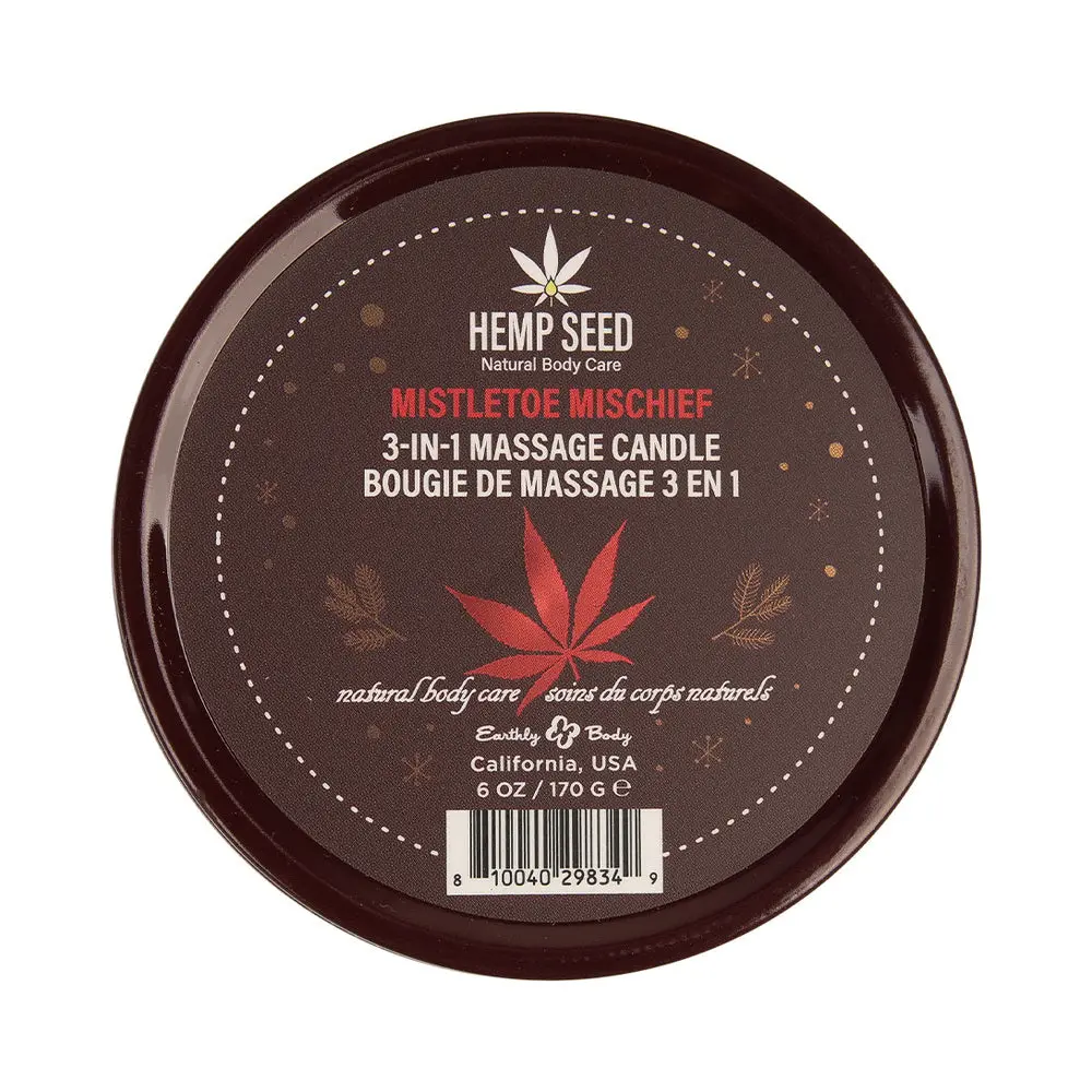 Earthly Body Hemp Seed 3-In-1 Massage Candle Mistletoe Mischief 6 Oz. 1