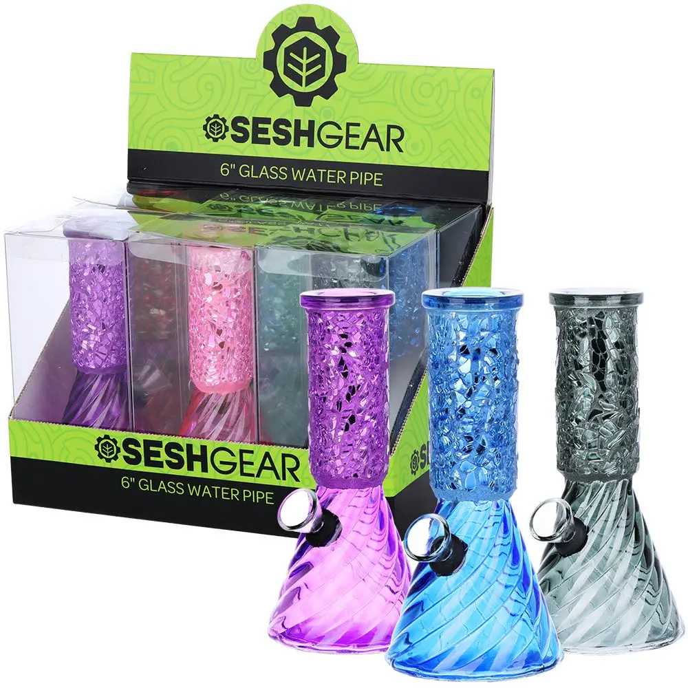 Seshgear Crystalline Beaker Mini Glass Water Pipe - 6" / 6Ct 1