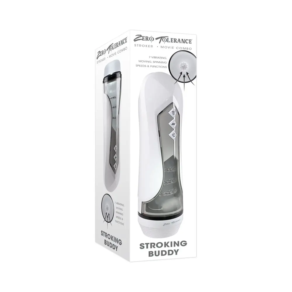 Zero Tolerance Stroking Buddy Rechargeable Vibrating Stroker White 1
