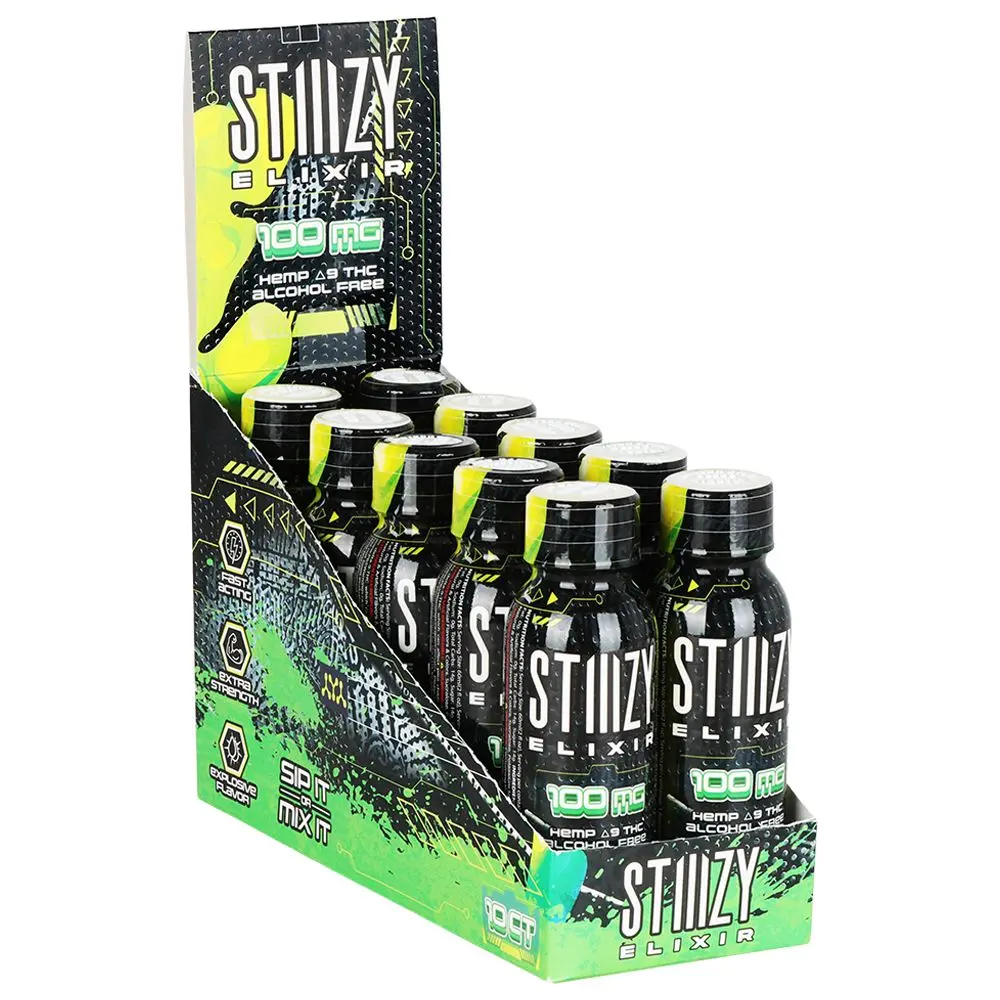 10Ct Display - Stiiizy D9 Hemp Elixir - 2Oz / 100Mg 1