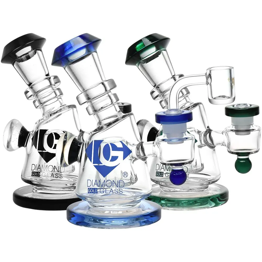 Diamond Glass Gold Hammer Perc Dab Rig - 6" / 14Mm F 1