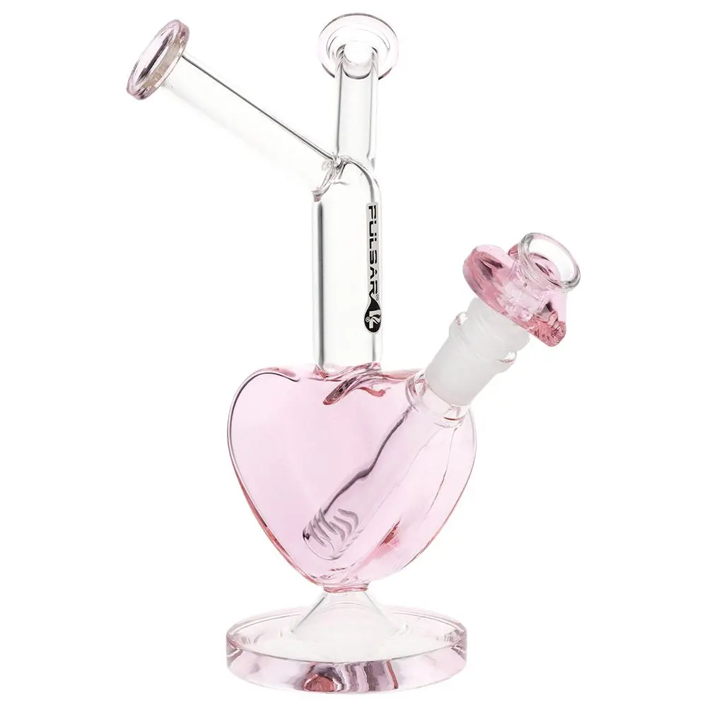 Pulsar Double Kiss Heart Glass Water Pipe - 11" / 14Mm F 1