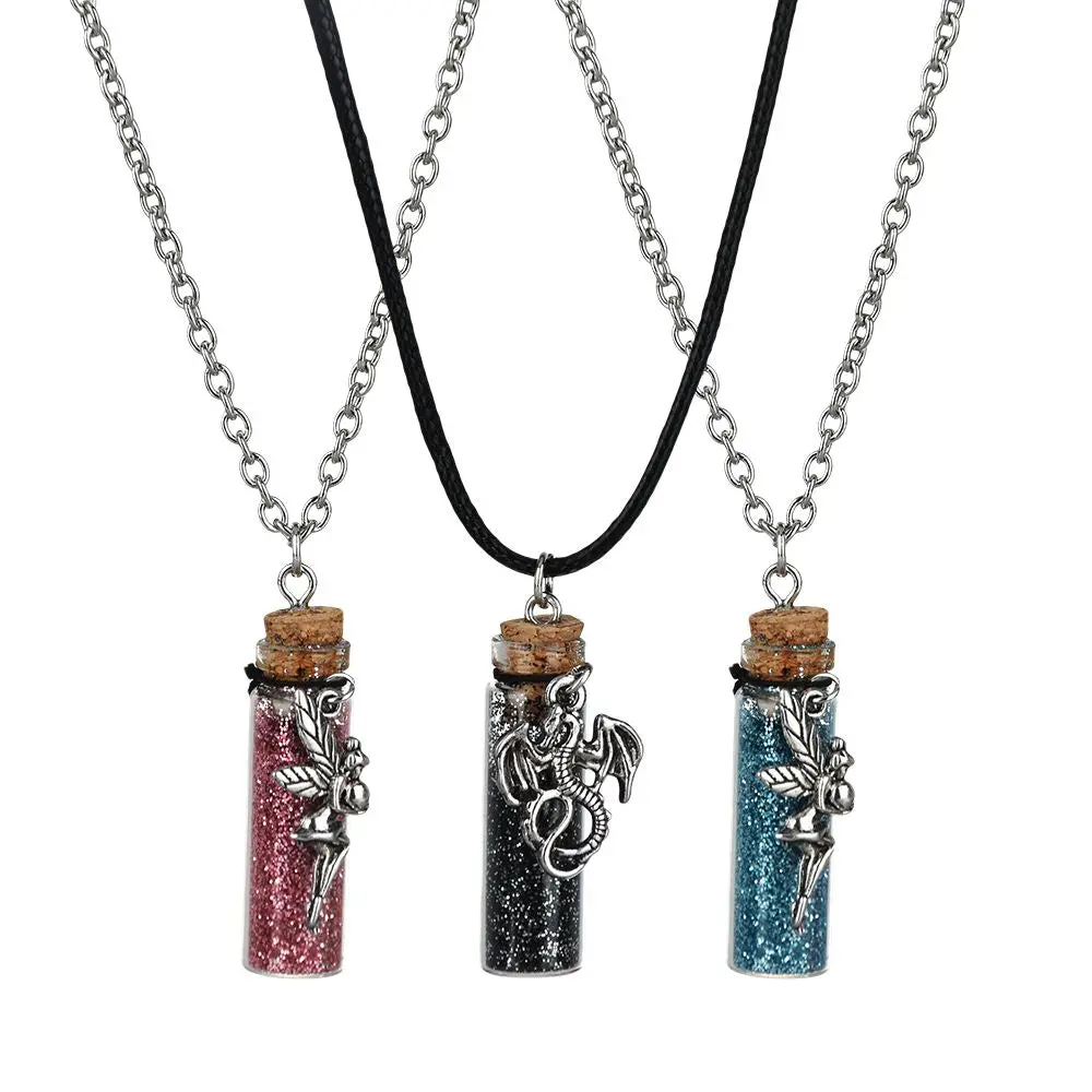Pewter Pendant Glitter Bottle Necklace | 11.5" 1