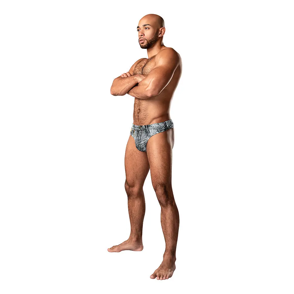 Male Power Dirty Denim Thong Denim Print S/M 1