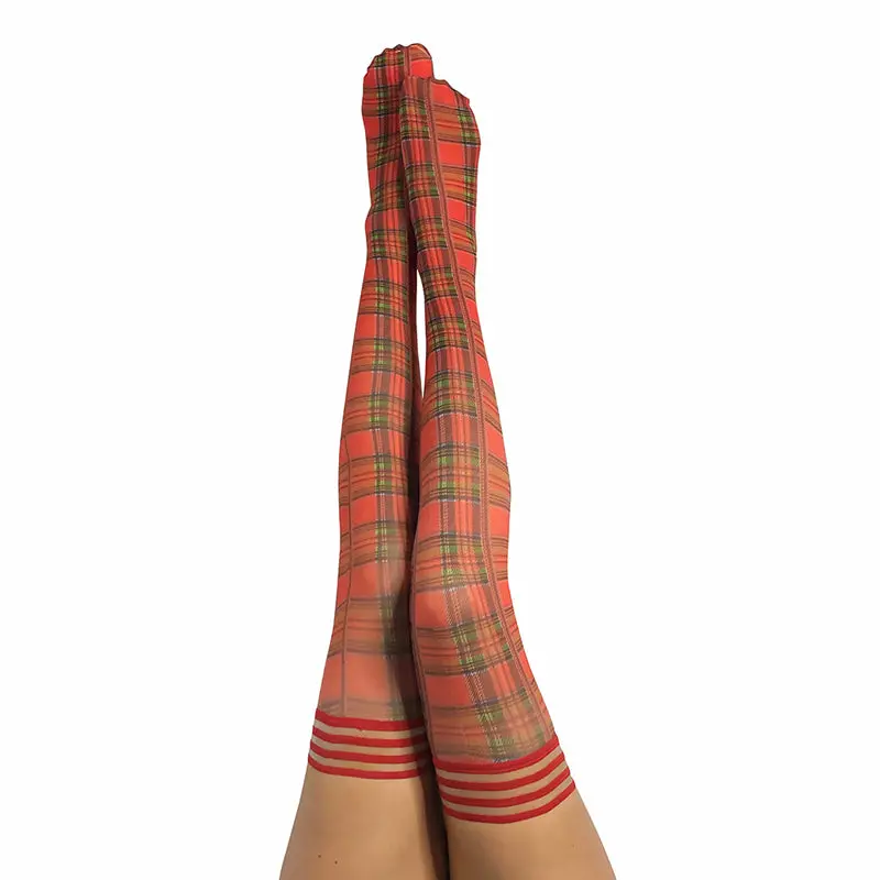 Kixies Grace Plaid Thigh-High Red Size A 1