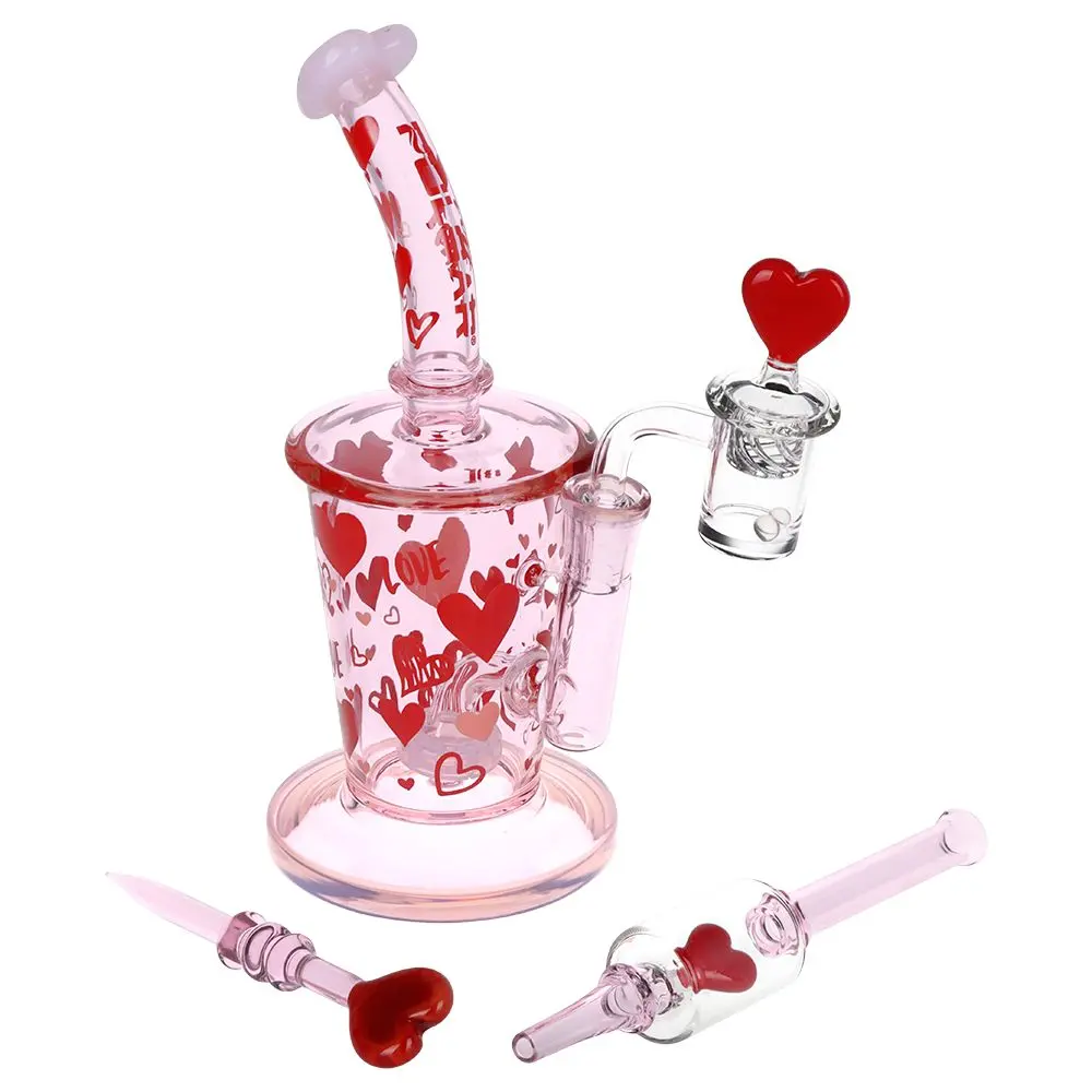Pulsar Valentine's Love Hearts Glass Dab Rig Set - 8.5" / 14Mm F 1