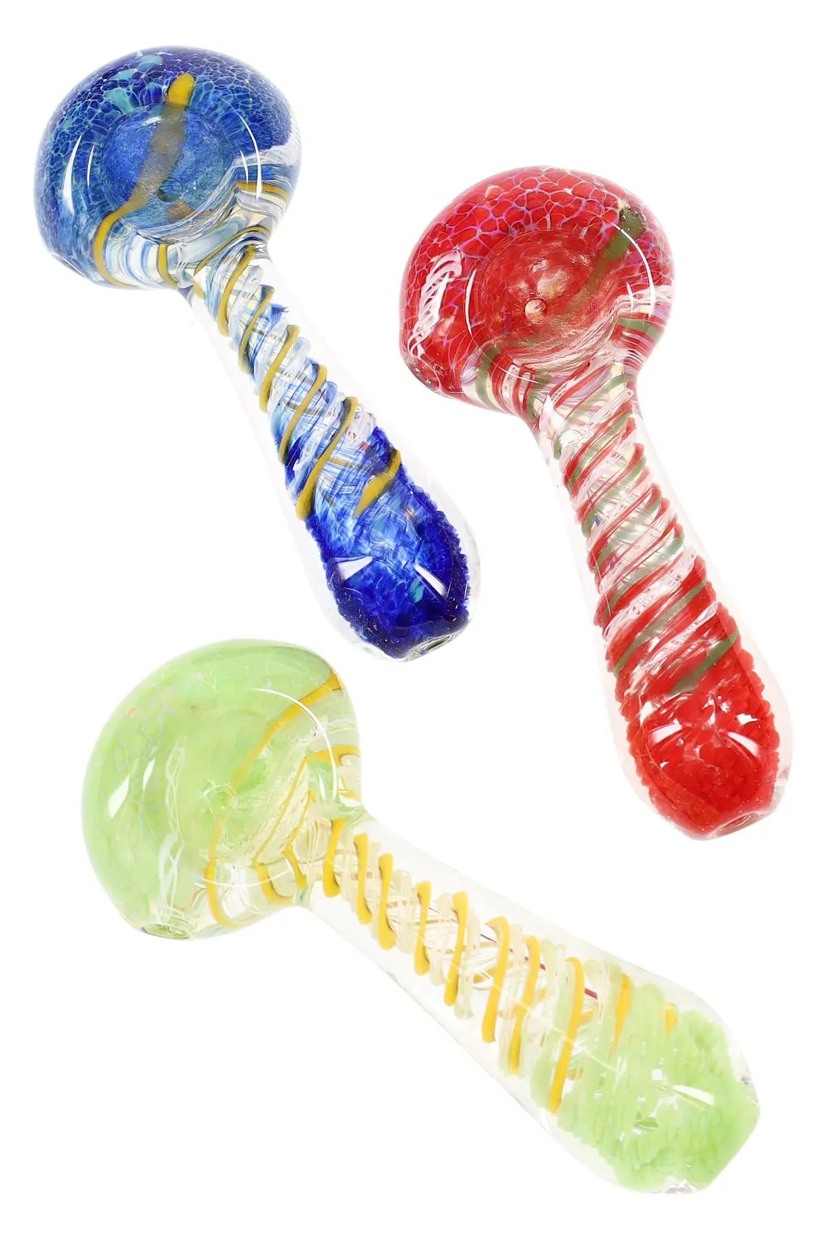 3.5″ Color-Changing Spiral Frit Spoon Pipe “Mini Carnival” – Assorted Colors 1