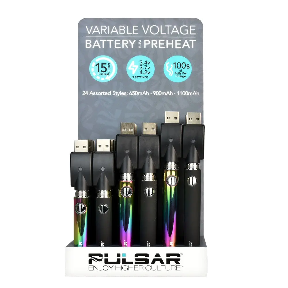 Pulsar Variable Voltage Pen Batteries - Asst Mah - 24Pc 1