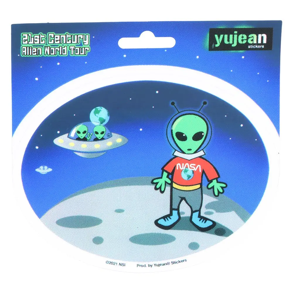 21St Century Alien World Tour On The Moon Oval Sticker - 4.75"X3.6" 1