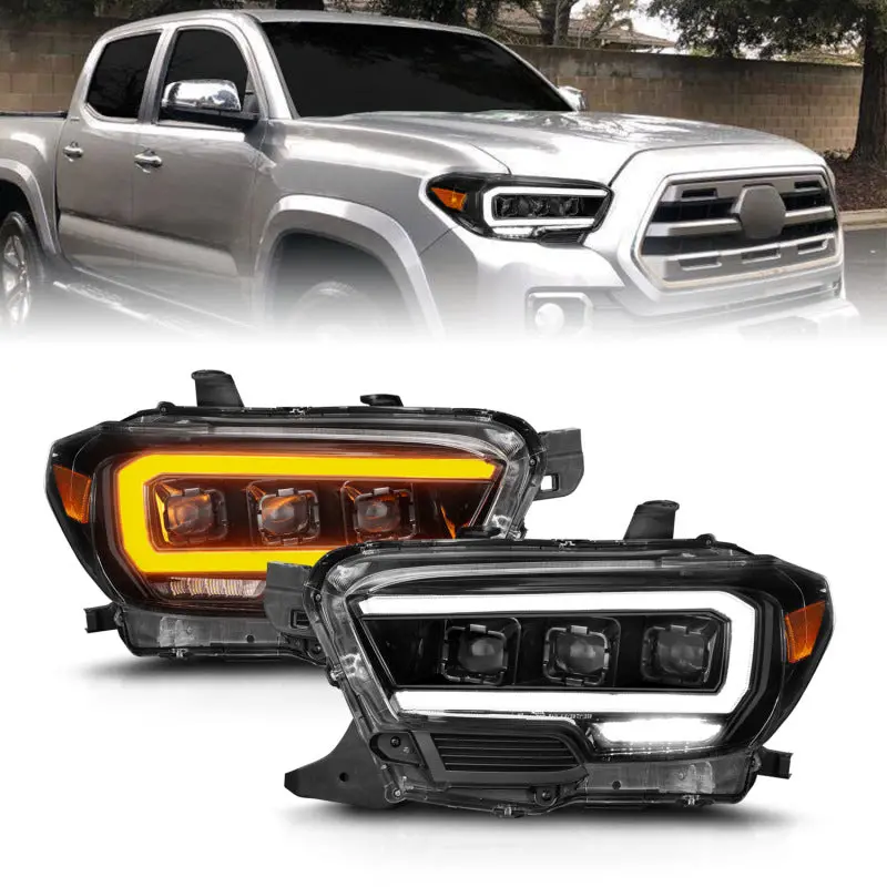 Anzo 16-22 Toyota Tacoma Sr/Sr5 Only Full Led Proj Headlights W/Light Bar Seq. Blk W/Initiation Lgt 1