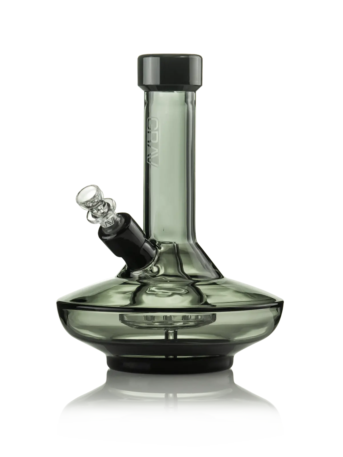 Grav® Small Wide Base Water Pipe In Smoke With Black Accents 1
