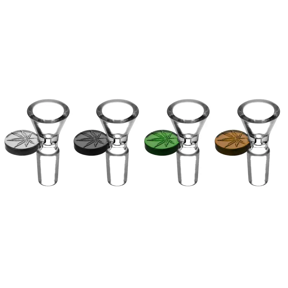 Herb Slide W/ Embossed Leaf Tab - 14Mm Male / Colors Vary 1