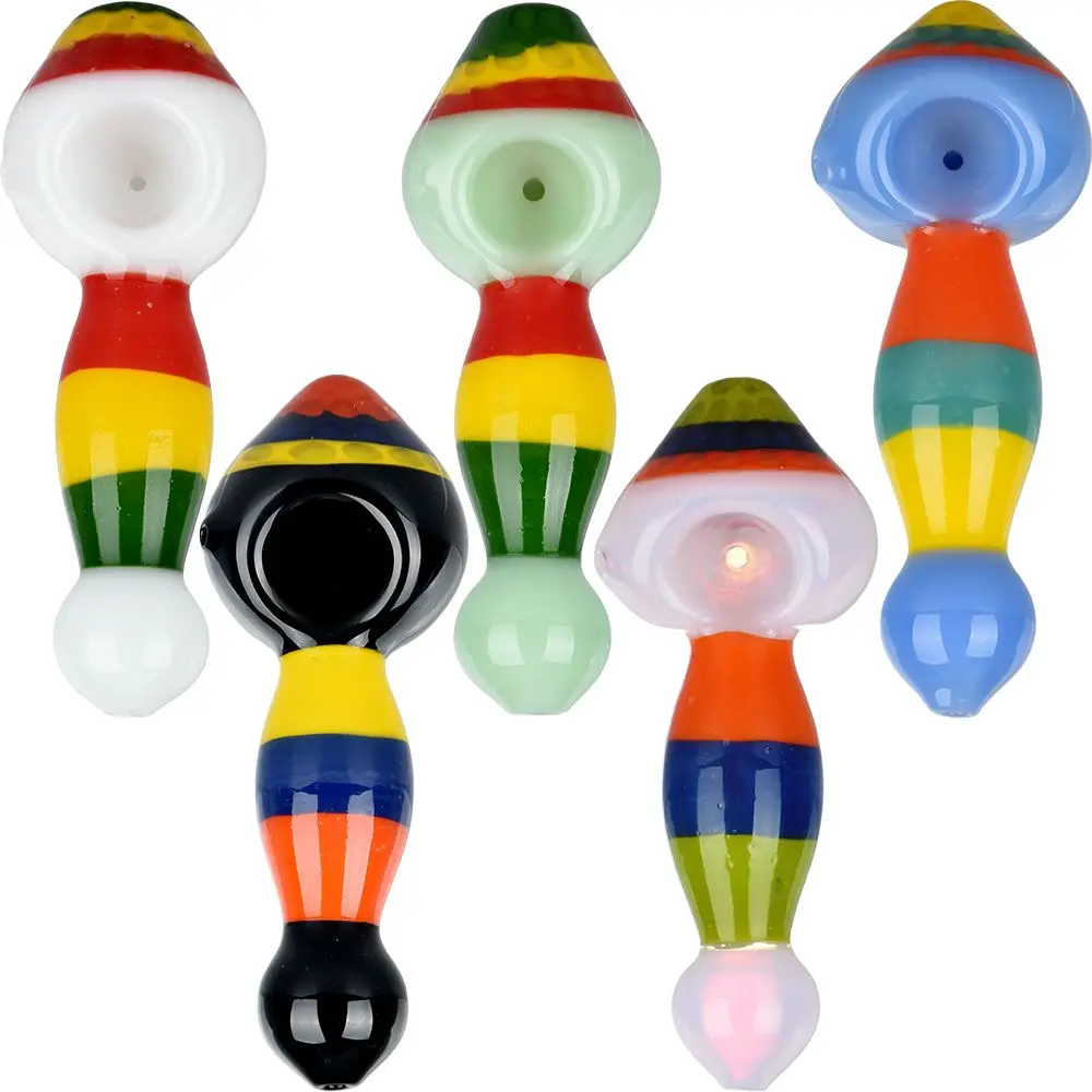 Striped Golf Ball Glass Hand Pipe - 5.25" / 10Ct 1