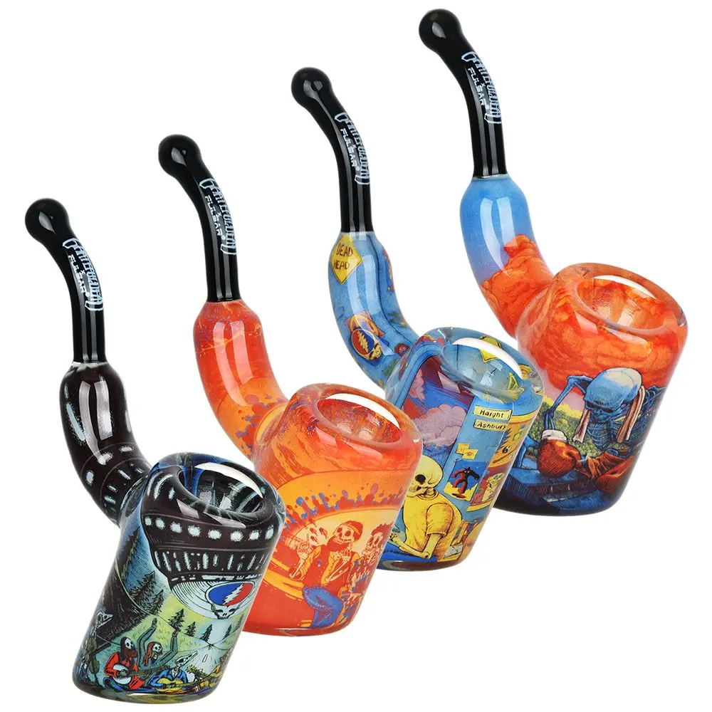 Grateful Dead X Pulsar Inside Print Bent Sherlock Pipe | 4" 1