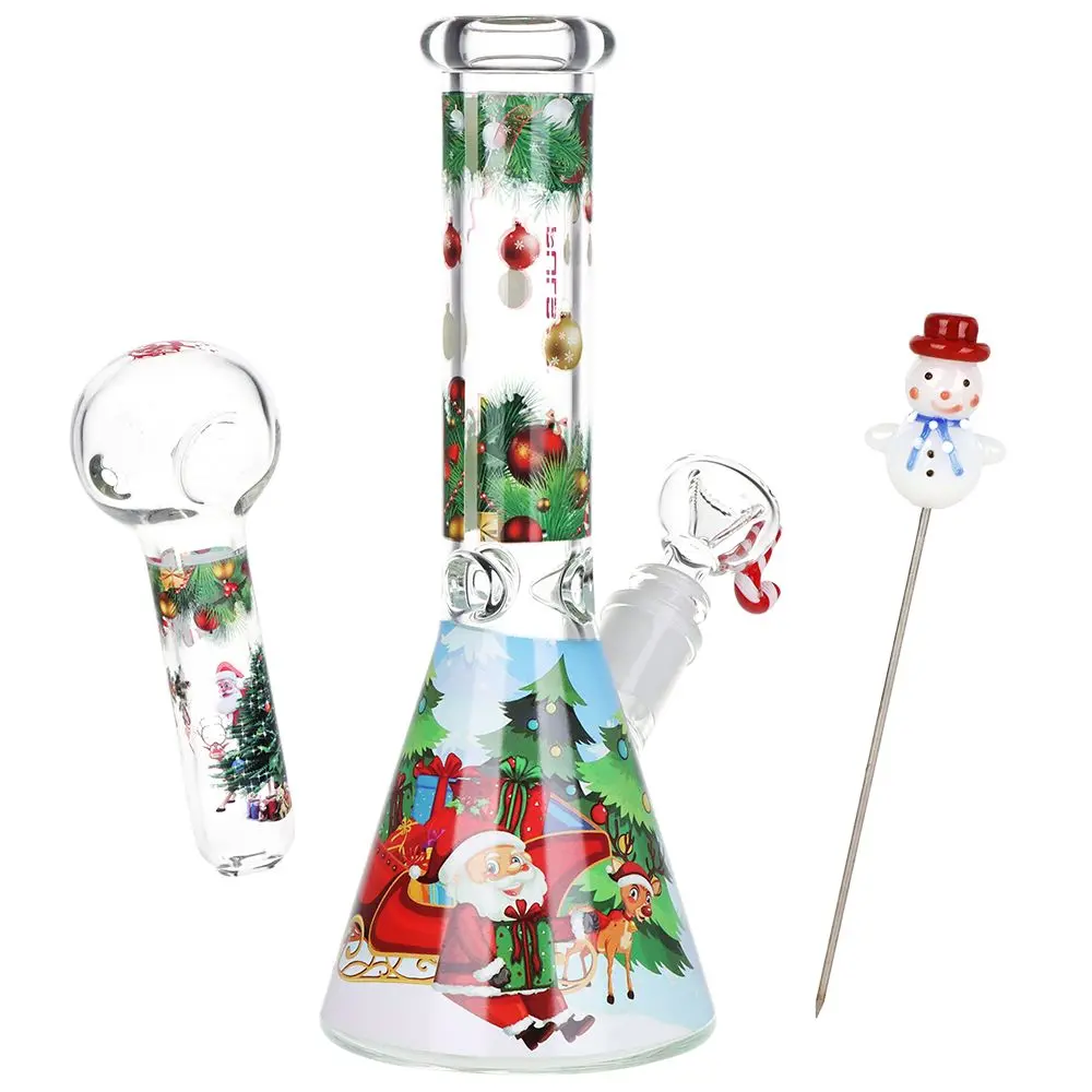 Pulsar Ho-Ho-Holiday Glass Smoking Set - 10" / 14Mm F 1